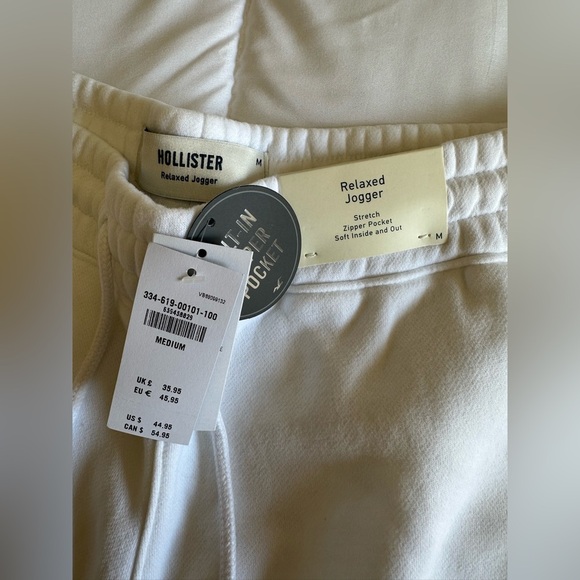 New White Hollister Relaxed Joggers Sz Med - Picture 2 of 4
